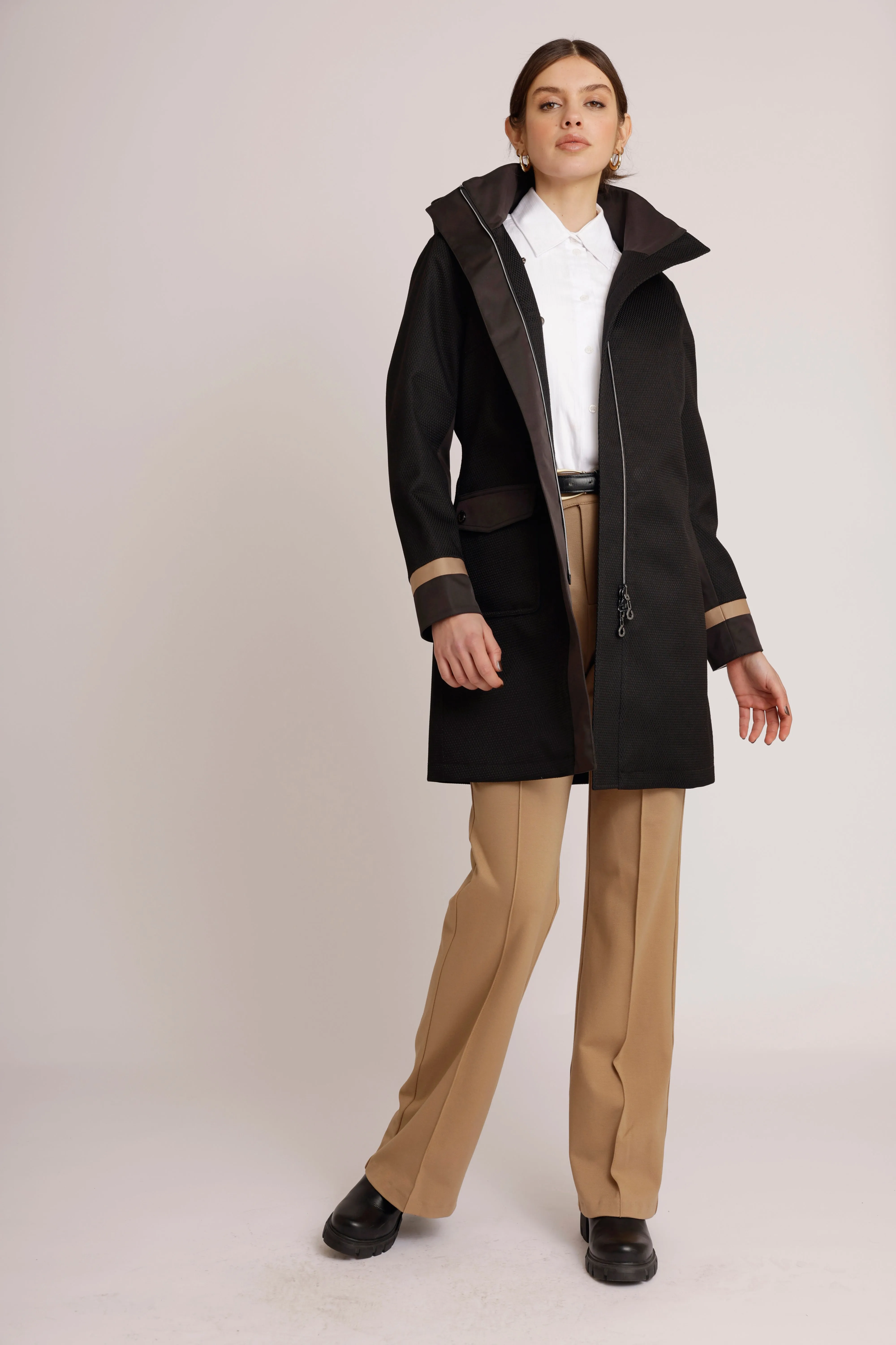 Waterproof Straight Fit Coat  | Black