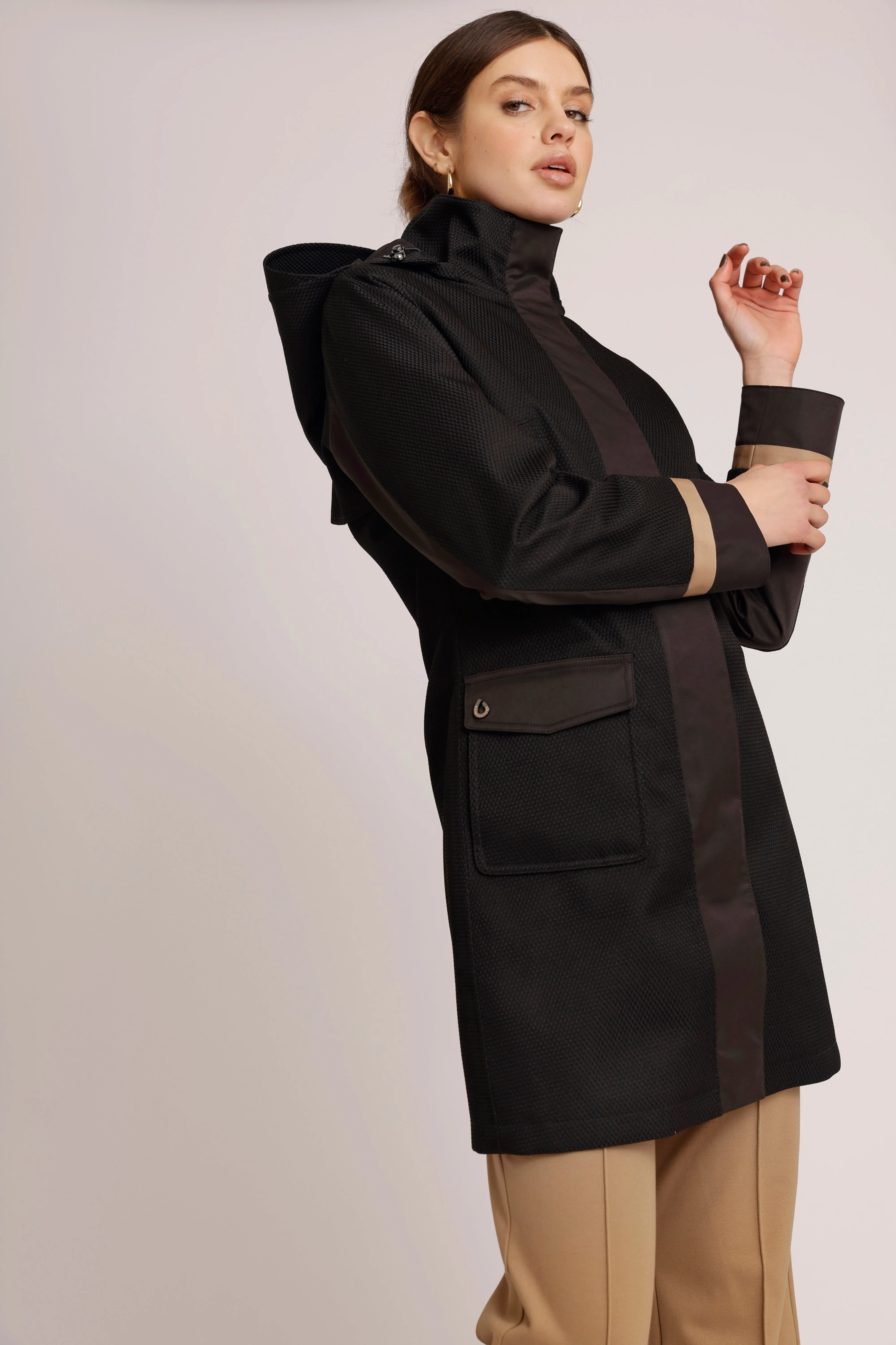 Waterproof Straight Fit Coat  | Black