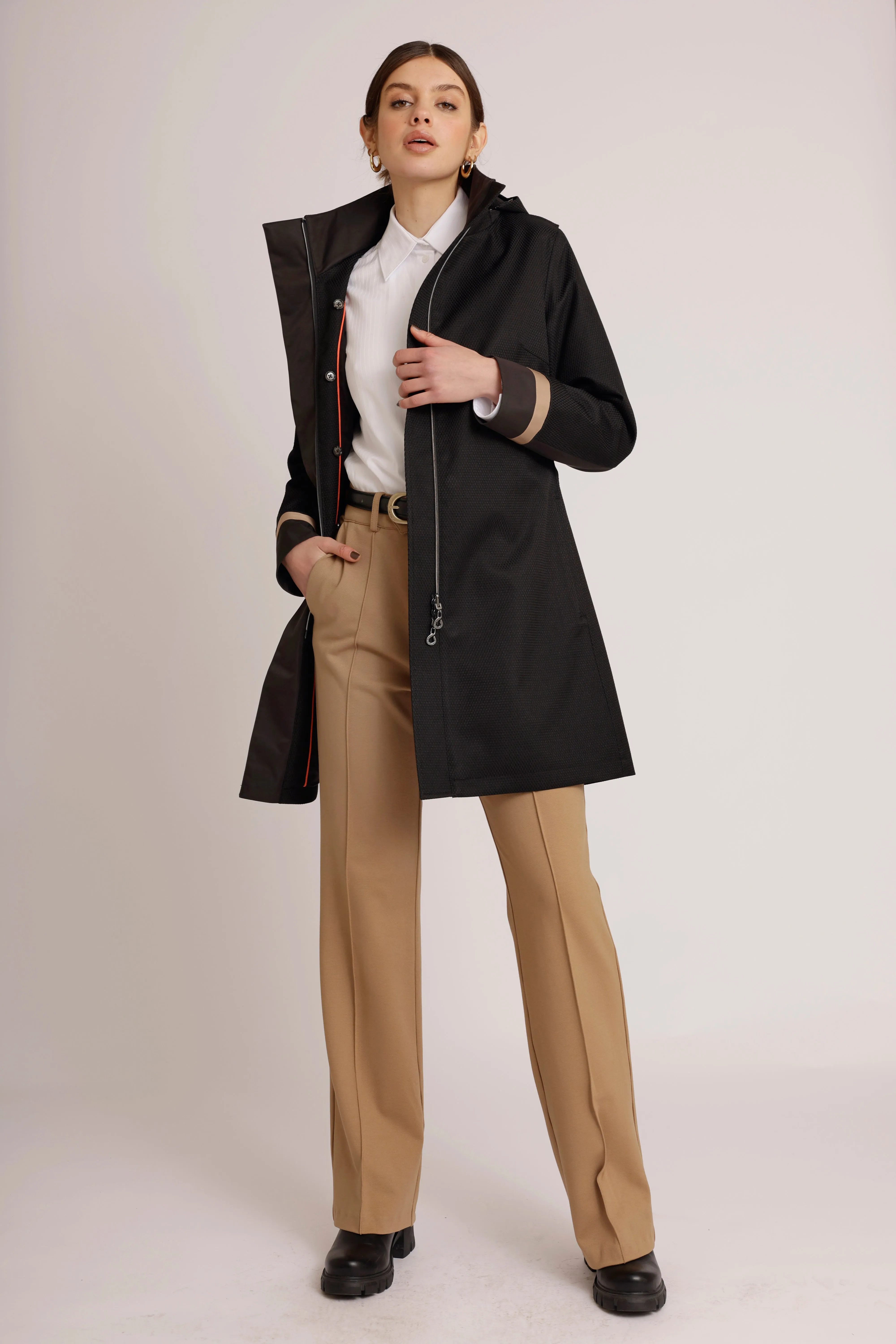 Waterproof Straight Fit Coat  | Black