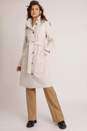 Waterproof Straight Fit Waistbelt Raincoat | Grey Melange