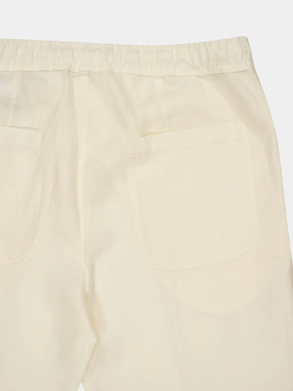 White Casual Fit Linen Pants