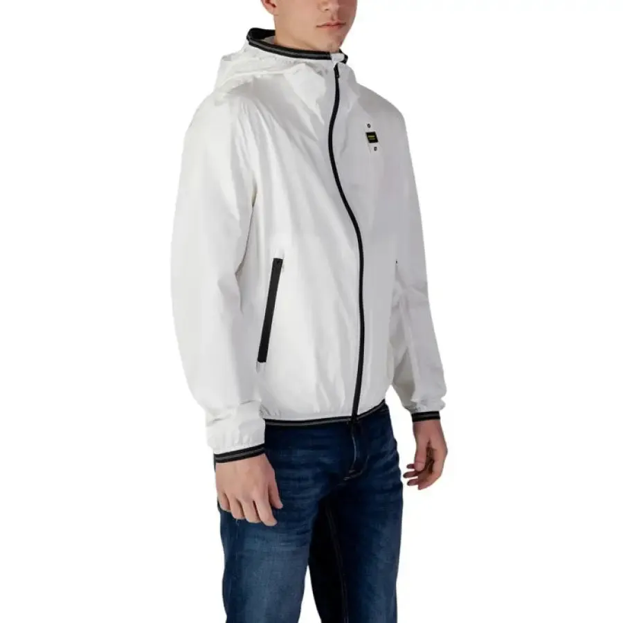 White Hooded Jacket with Black Trim