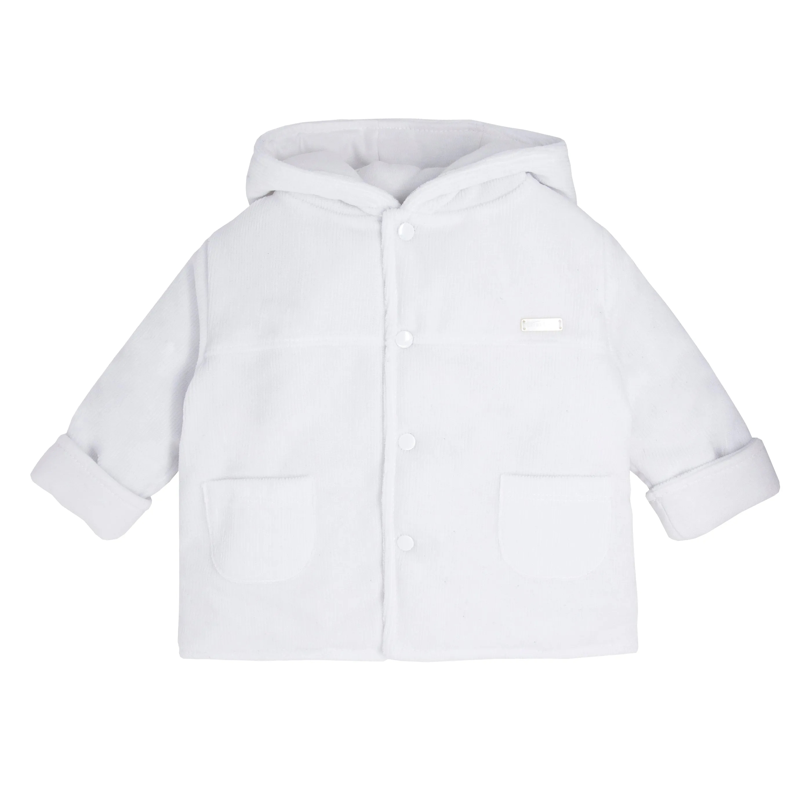 White Needlecord Hooded Jacket