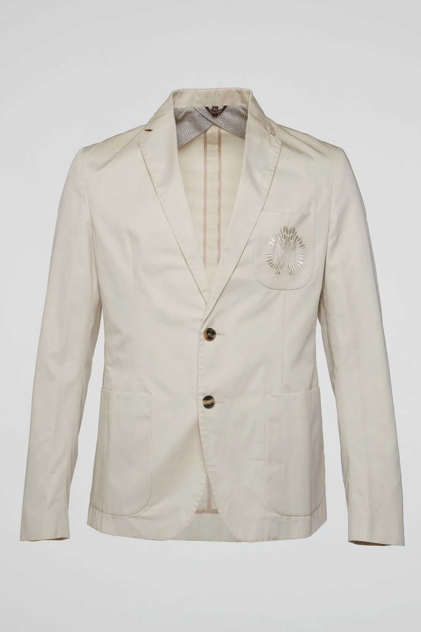 White Regal Crest Embroidered Tailored Blazer