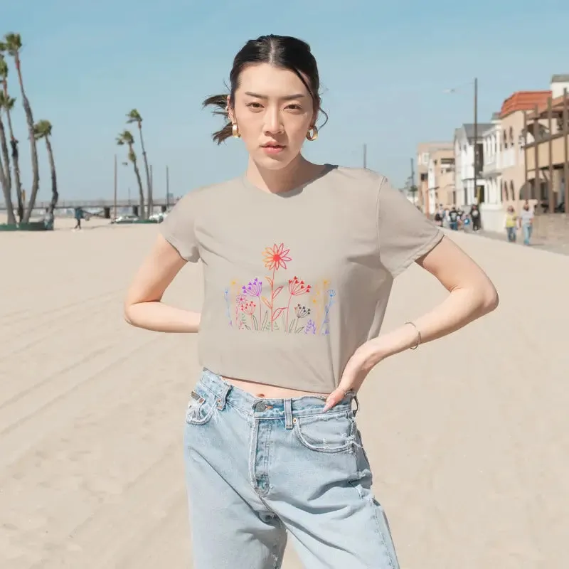 Wild Flowers Flowy Cropped Tee Womens Elegance