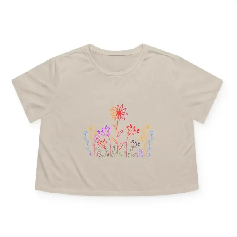 Wild Flowers Flowy Cropped Tee Womens Elegance