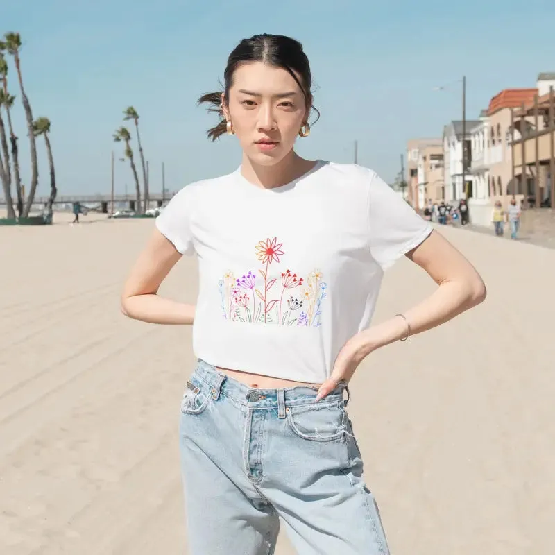 Wild Flowers Flowy Cropped Tee Womens Elegance