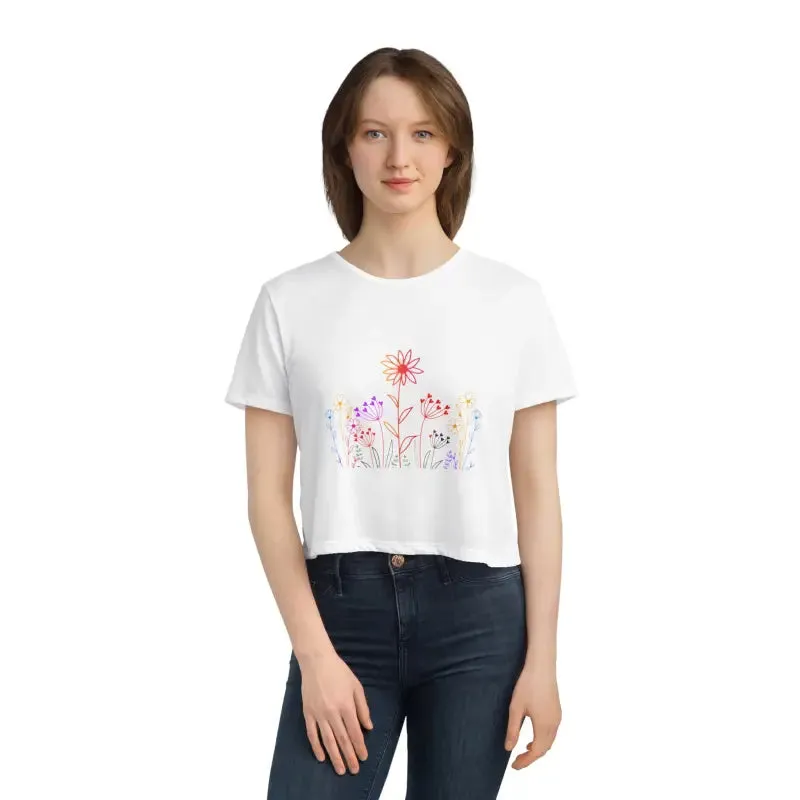Wild Flowers Flowy Cropped Tee Womens Elegance