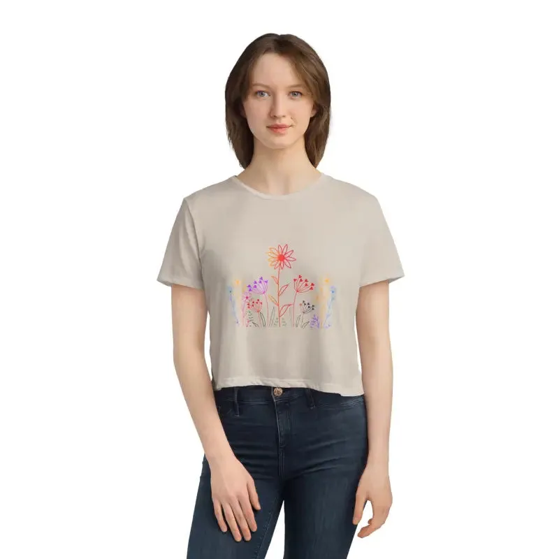 Wild Flowers Flowy Cropped Tee Womens Elegance