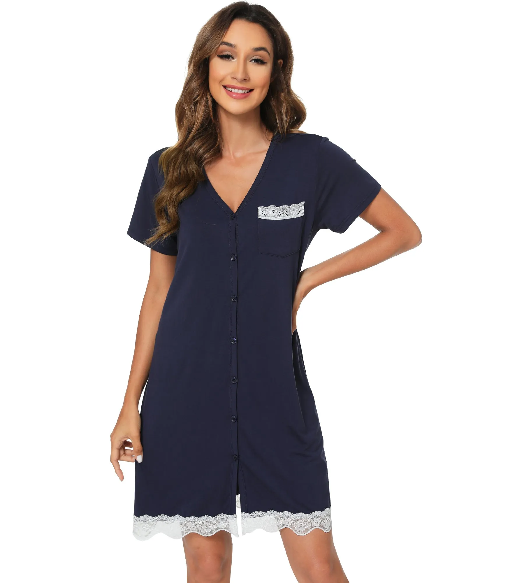 WiWi Bamboo Womens Button Down Nightgowns
