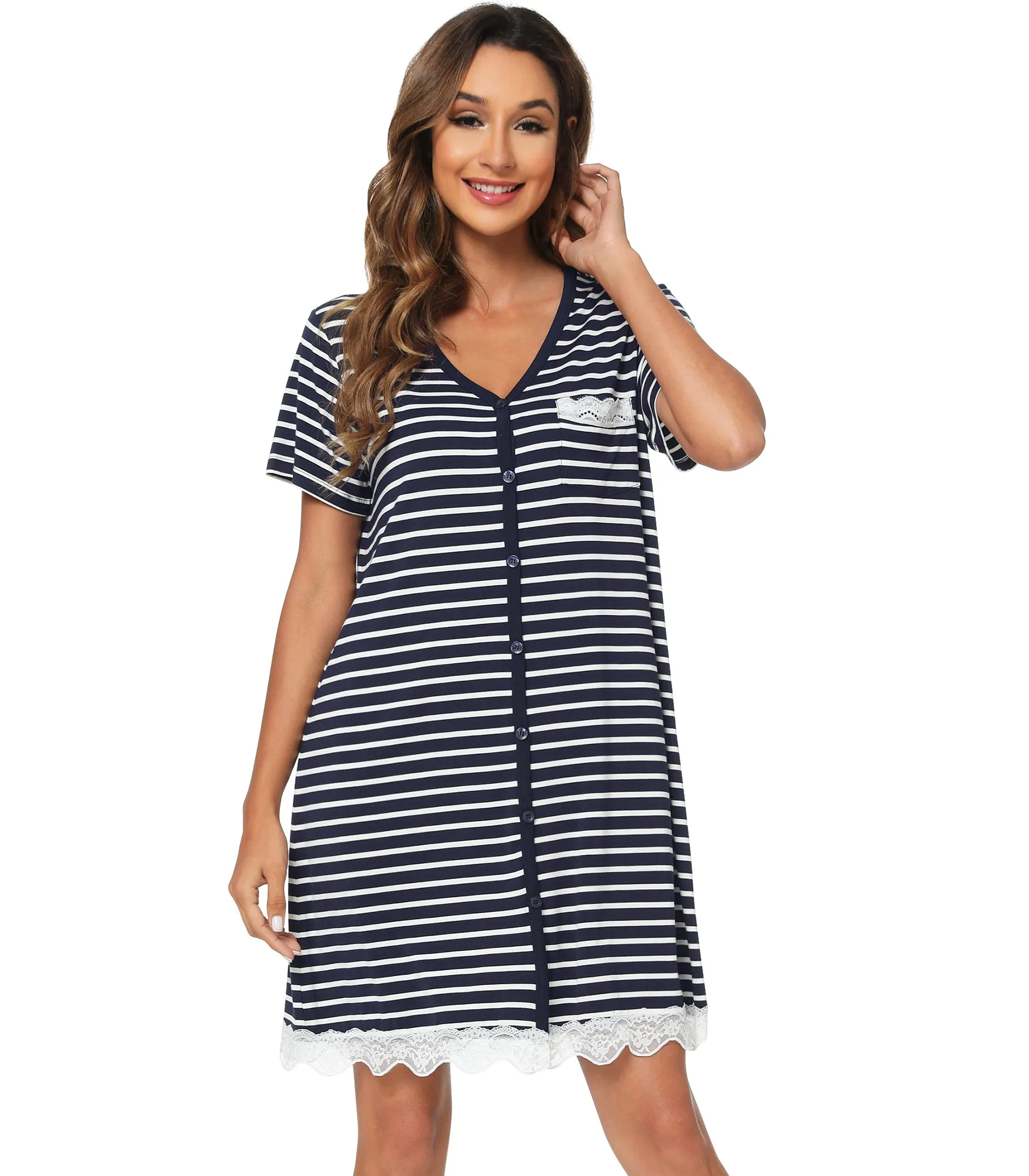 WiWi Bamboo Womens Button Down Nightgowns