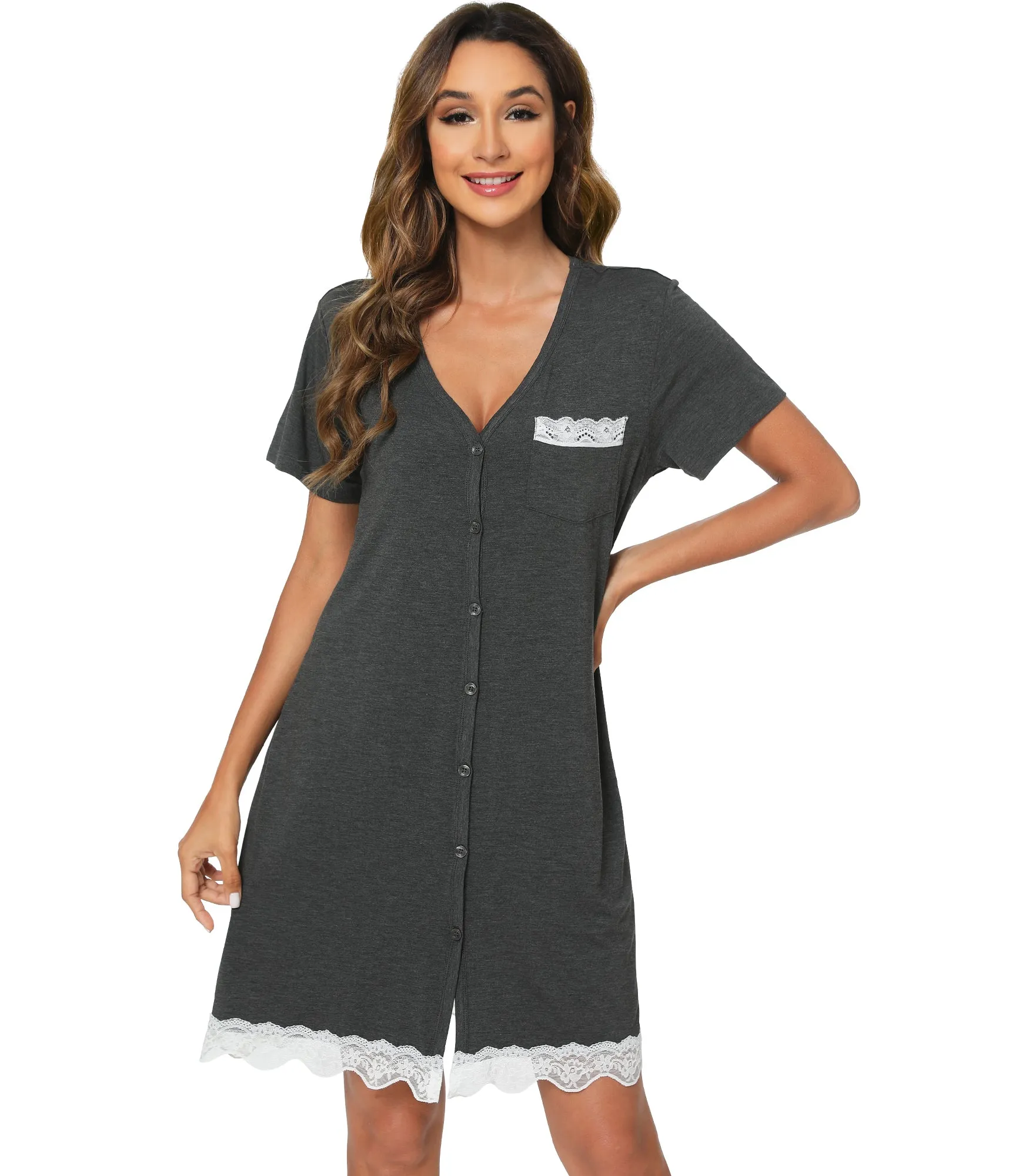 WiWi Bamboo Womens Button Down Nightgowns