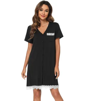 WiWi Bamboo Womens Button Down Nightgowns