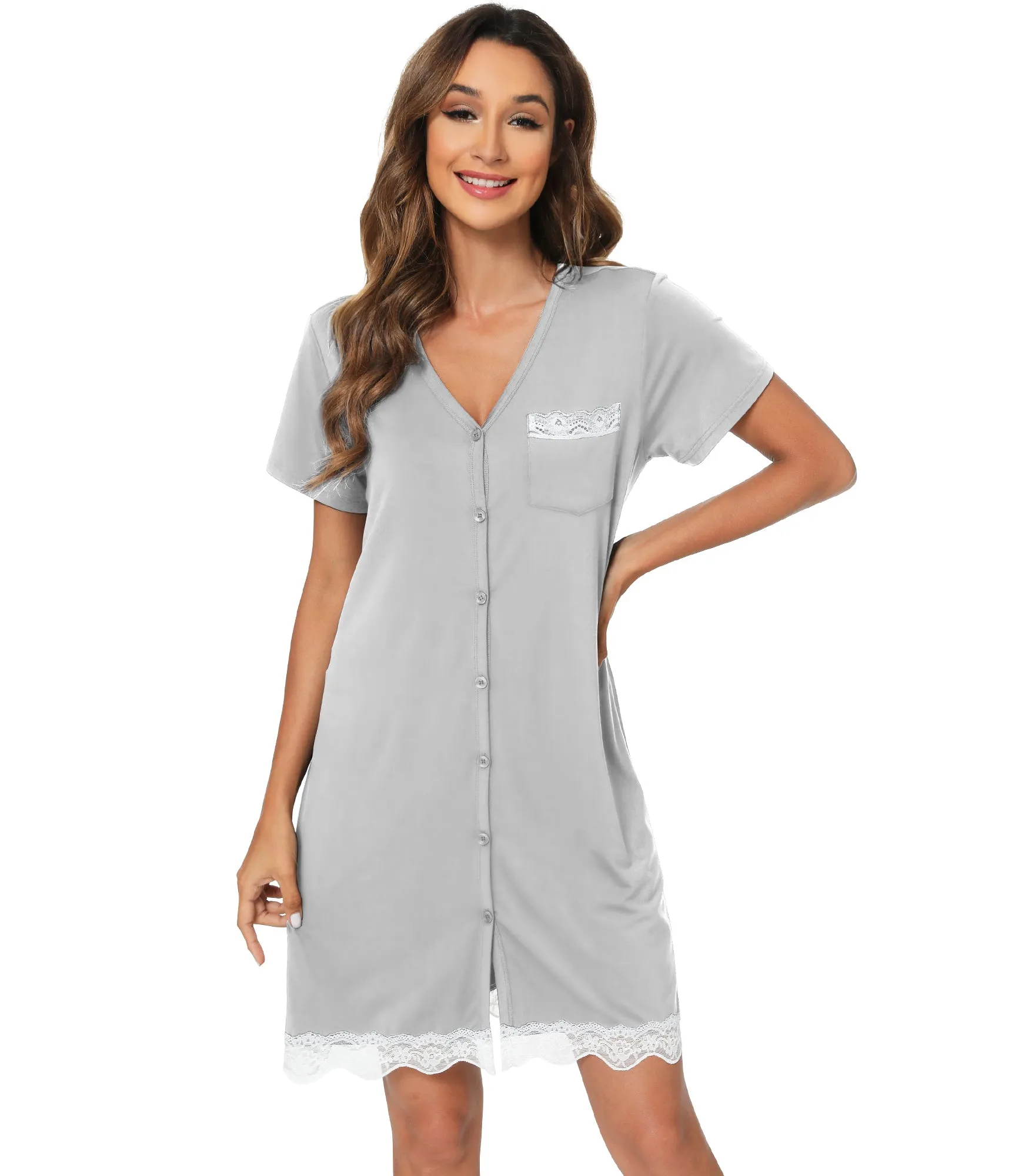 WiWi Bamboo Womens Button Down Nightgowns