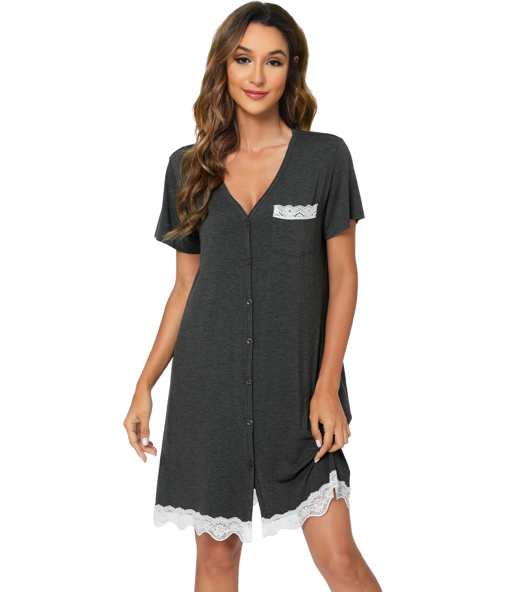 WiWi Bamboo Womens Button Down Nightgowns