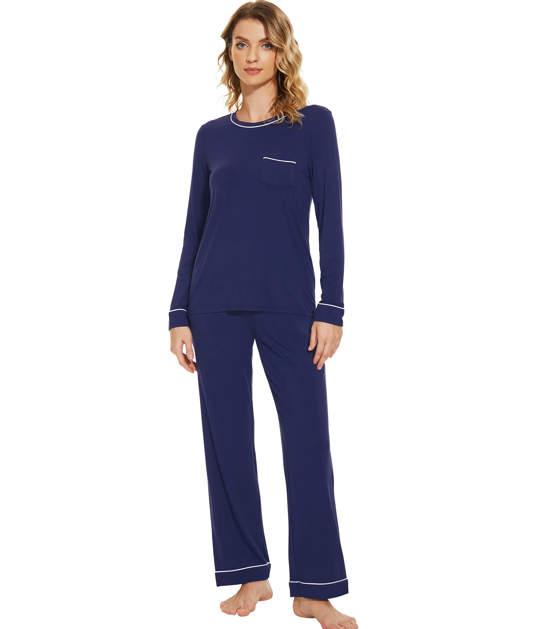 WiWi Women's Bamboo Soft Long Sleeve Sleepwear