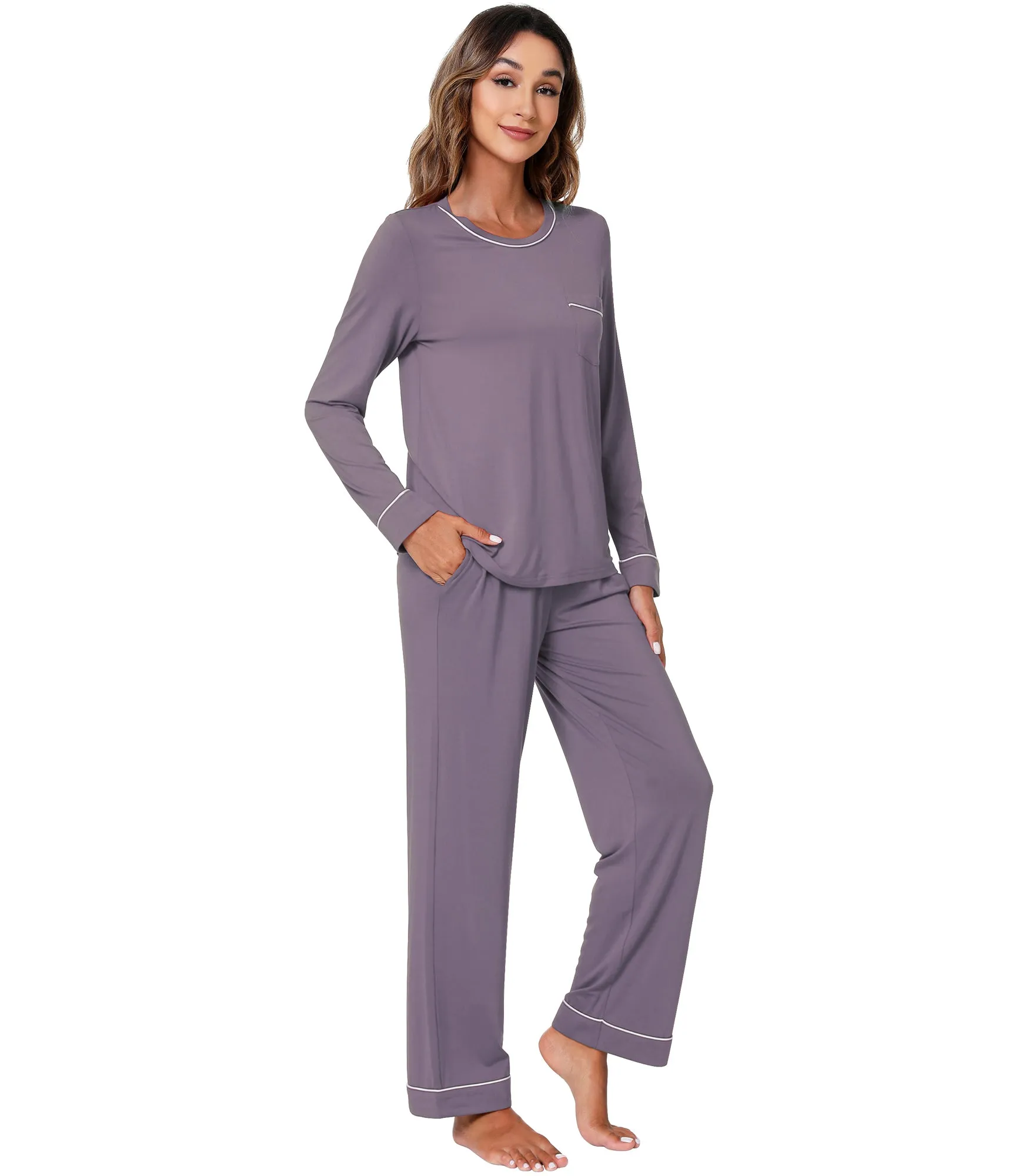 WiWi Women's Bamboo Soft Long Sleeve Sleepwear