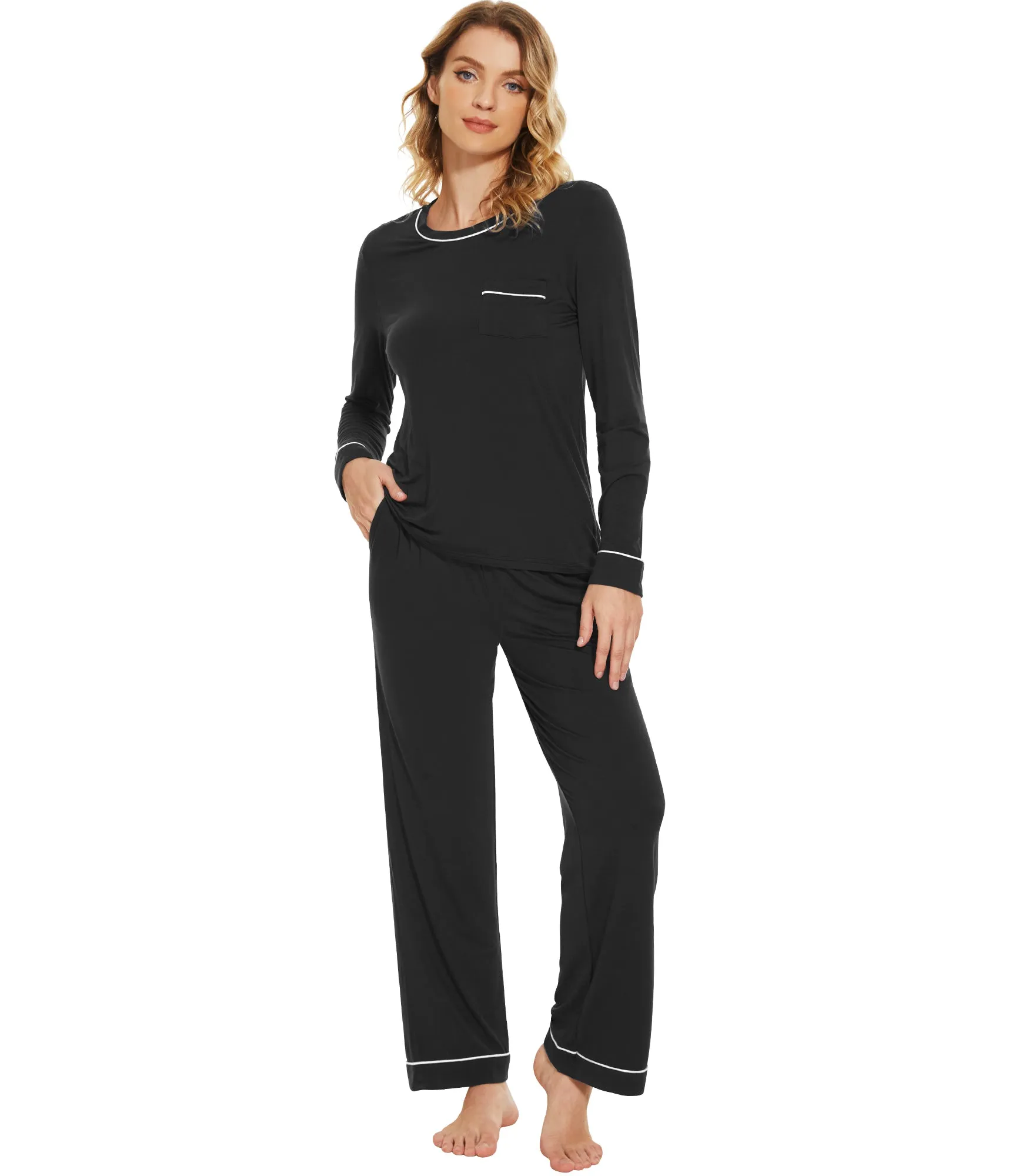 WiWi Women's Bamboo Soft Long Sleeve Sleepwear