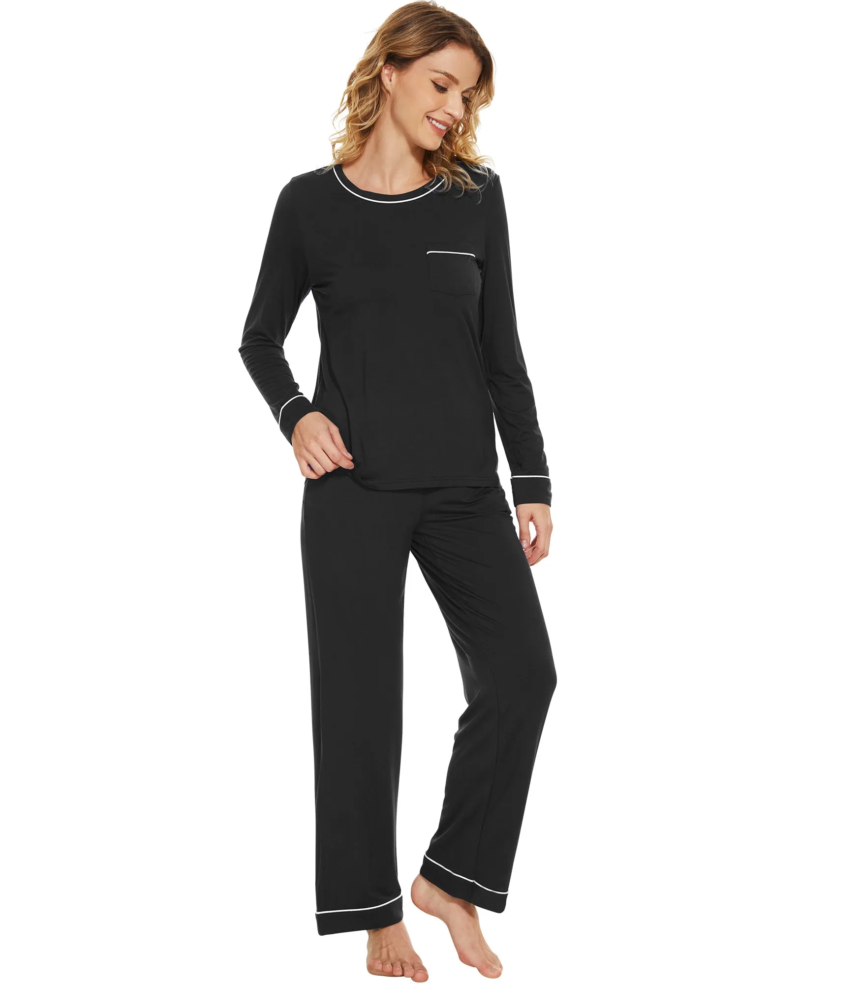 WiWi Women's Bamboo Soft Long Sleeve Sleepwear
