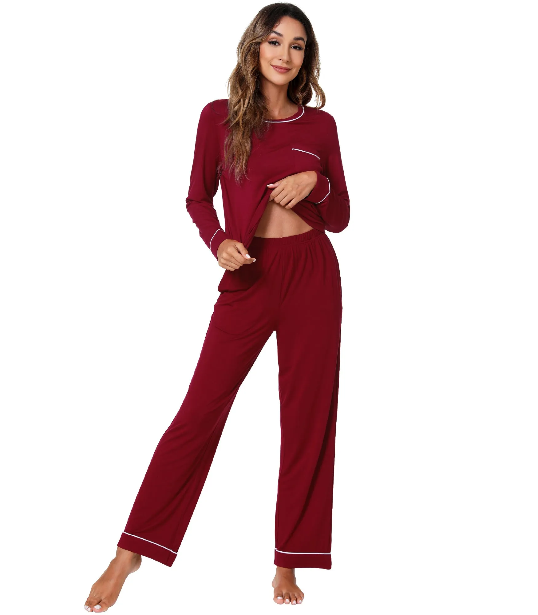 WiWi Women's Bamboo Soft Long Sleeve Sleepwear