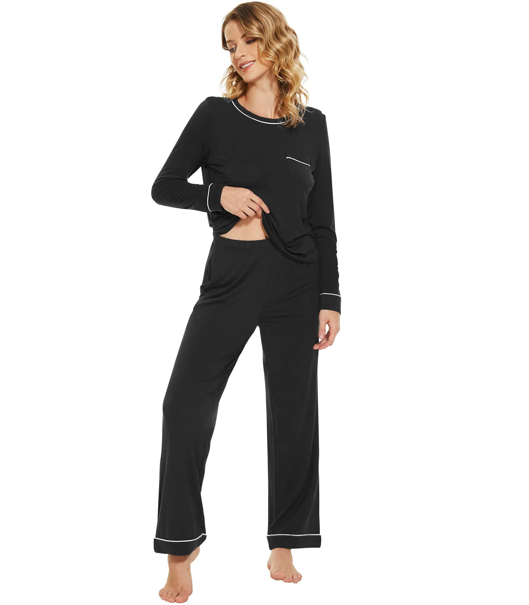 WiWi Women's Bamboo Soft Long Sleeve Sleepwear