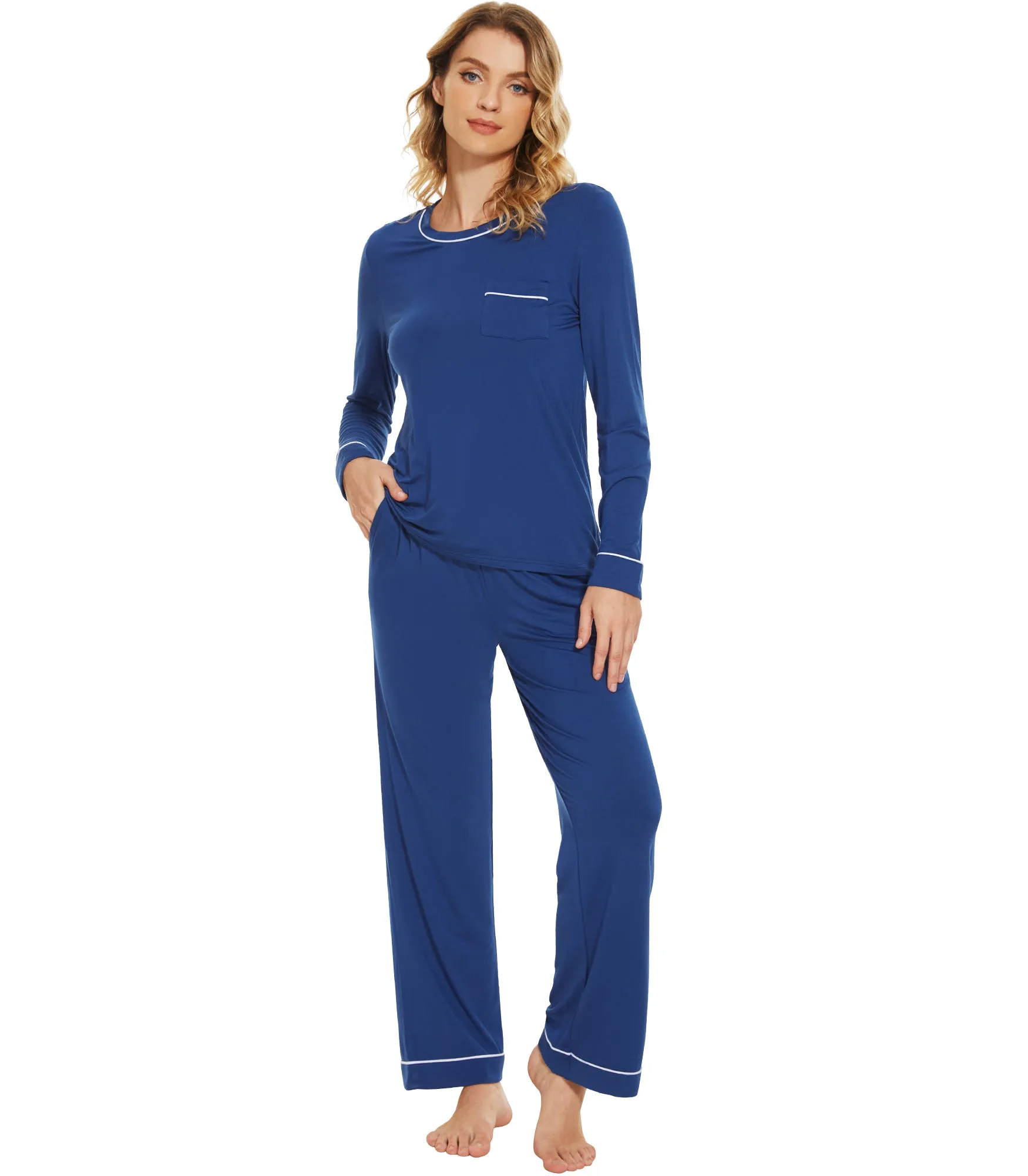 WiWi Women's Bamboo Soft Long Sleeve Sleepwear