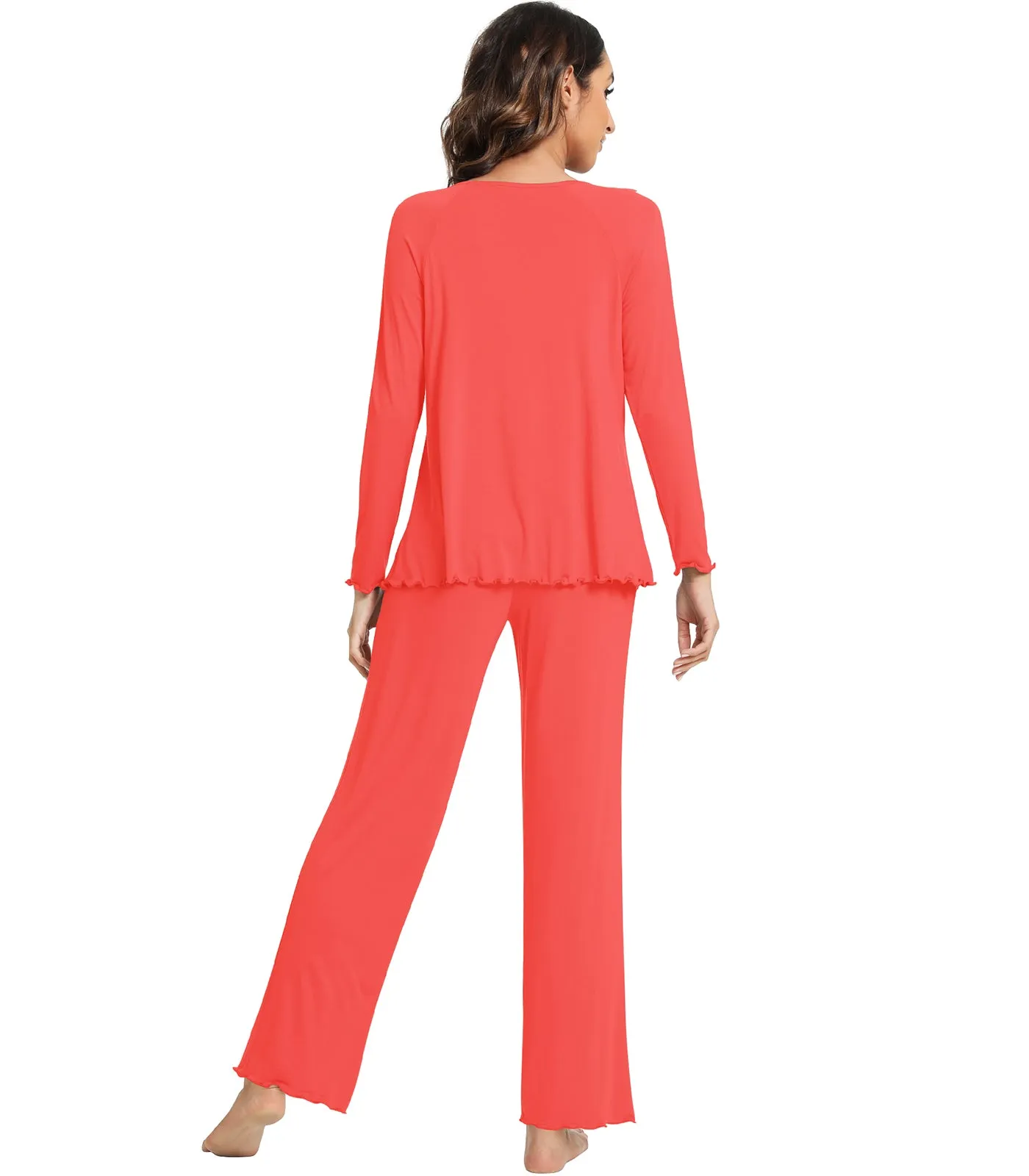 WiWi Womens Comfy Pajamas Set Long Sleeves Sleepwear