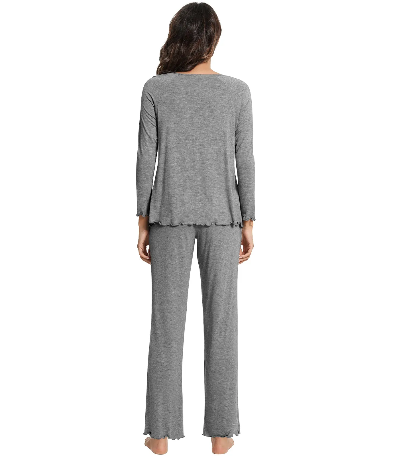 WiWi Womens Comfy Pajamas Set Long Sleeves Sleepwear