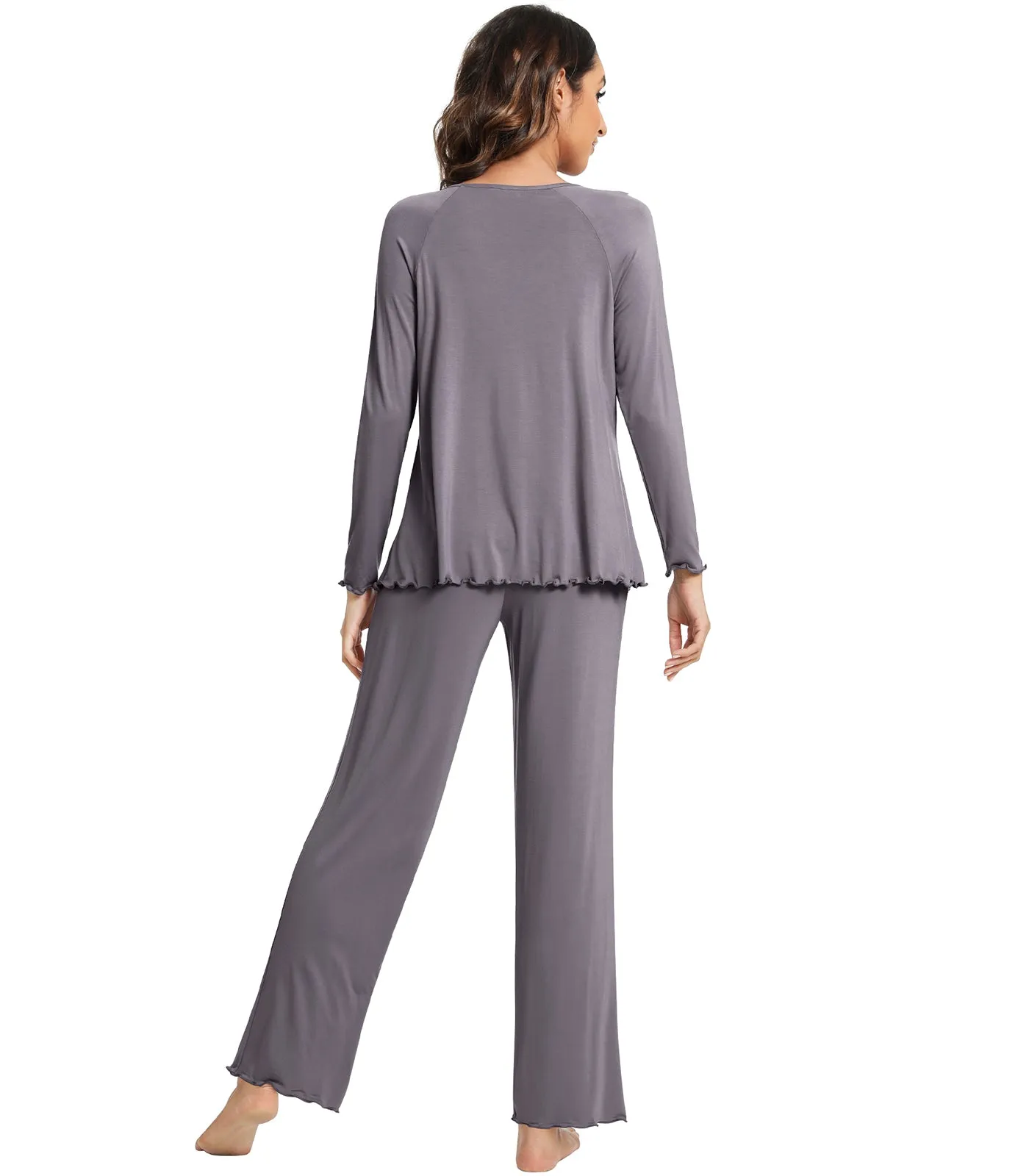 WiWi Womens Comfy Pajamas Set Long Sleeves Sleepwear