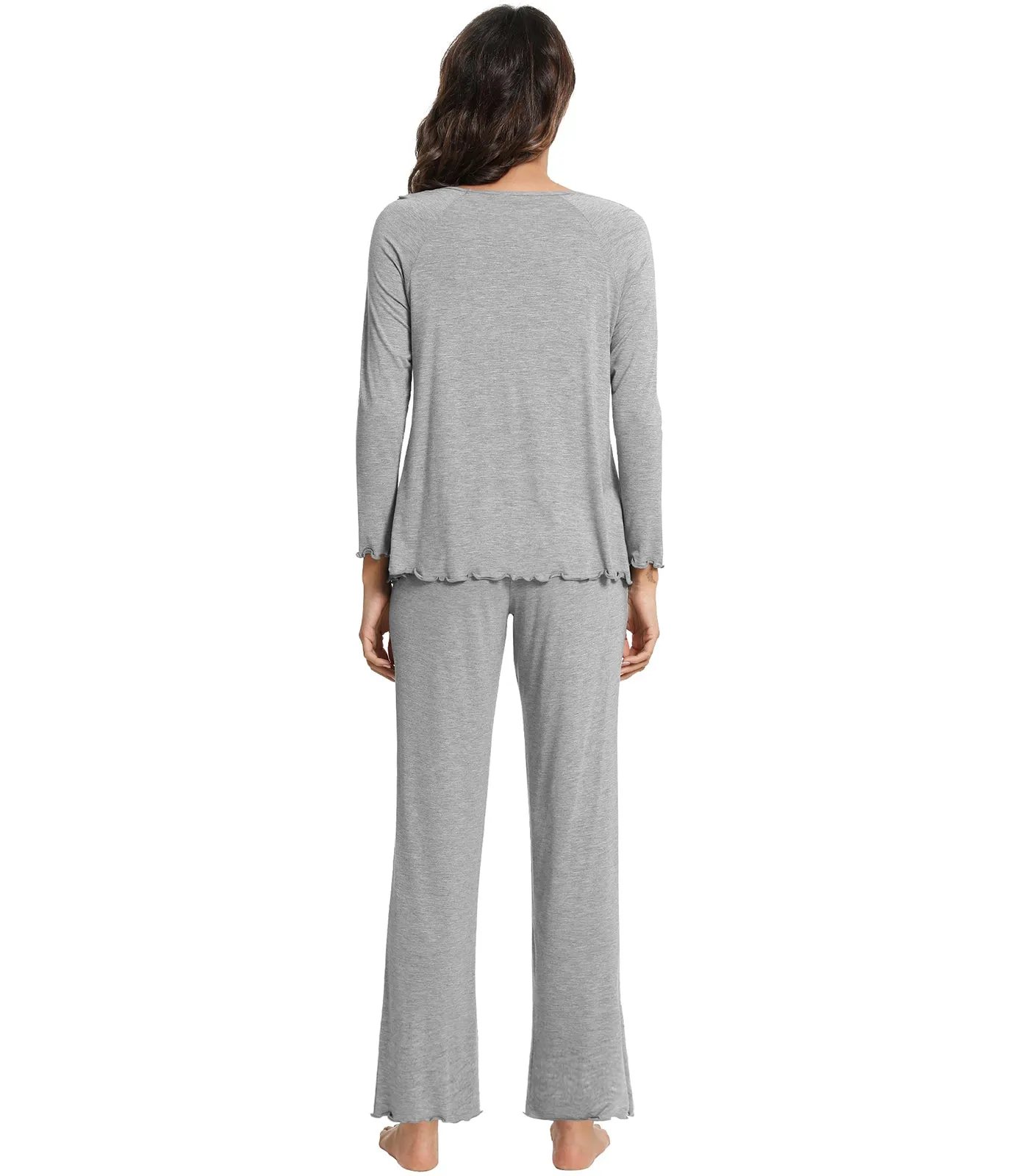 WiWi Womens Comfy Pajamas Set Long Sleeves Sleepwear