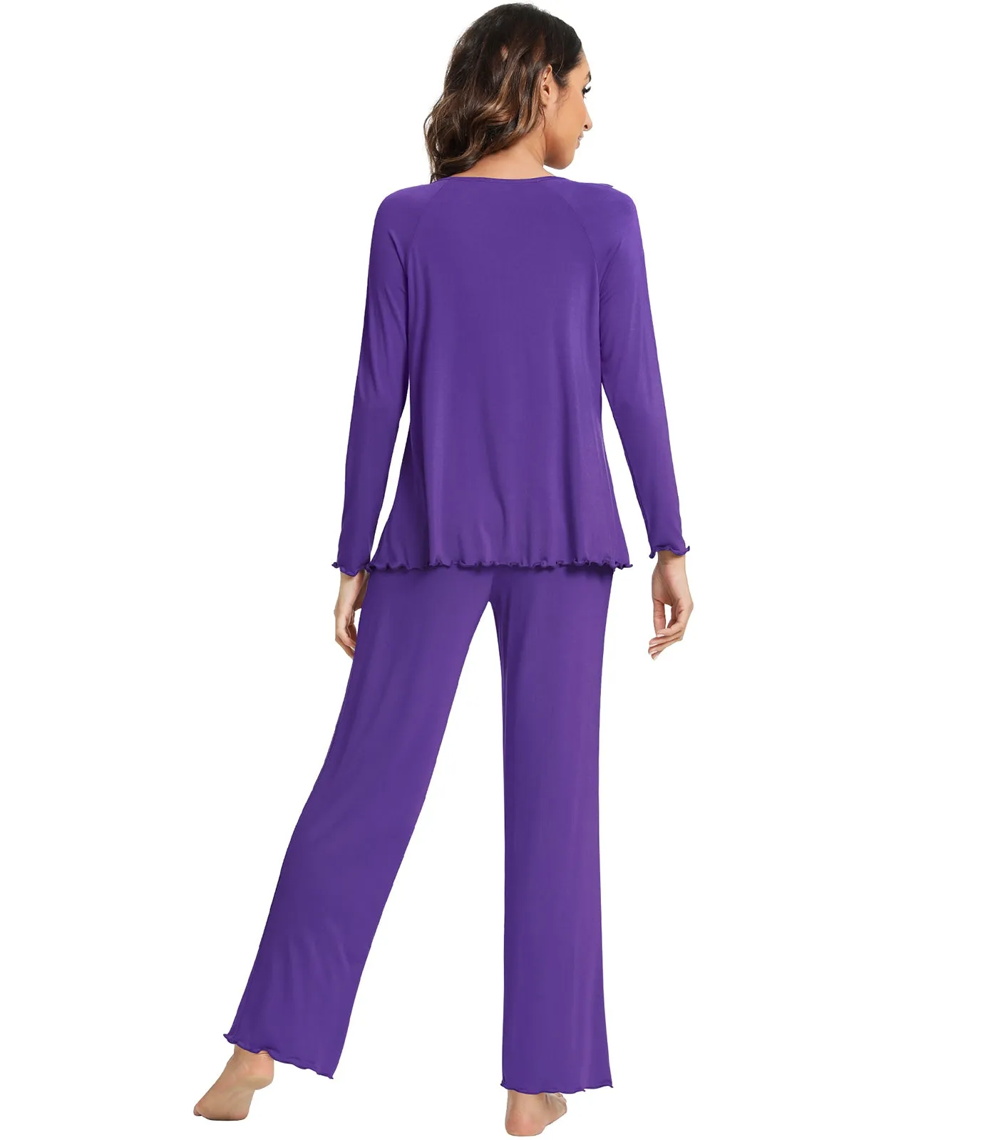 WiWi Womens Comfy Pajamas Set Long Sleeves Sleepwear