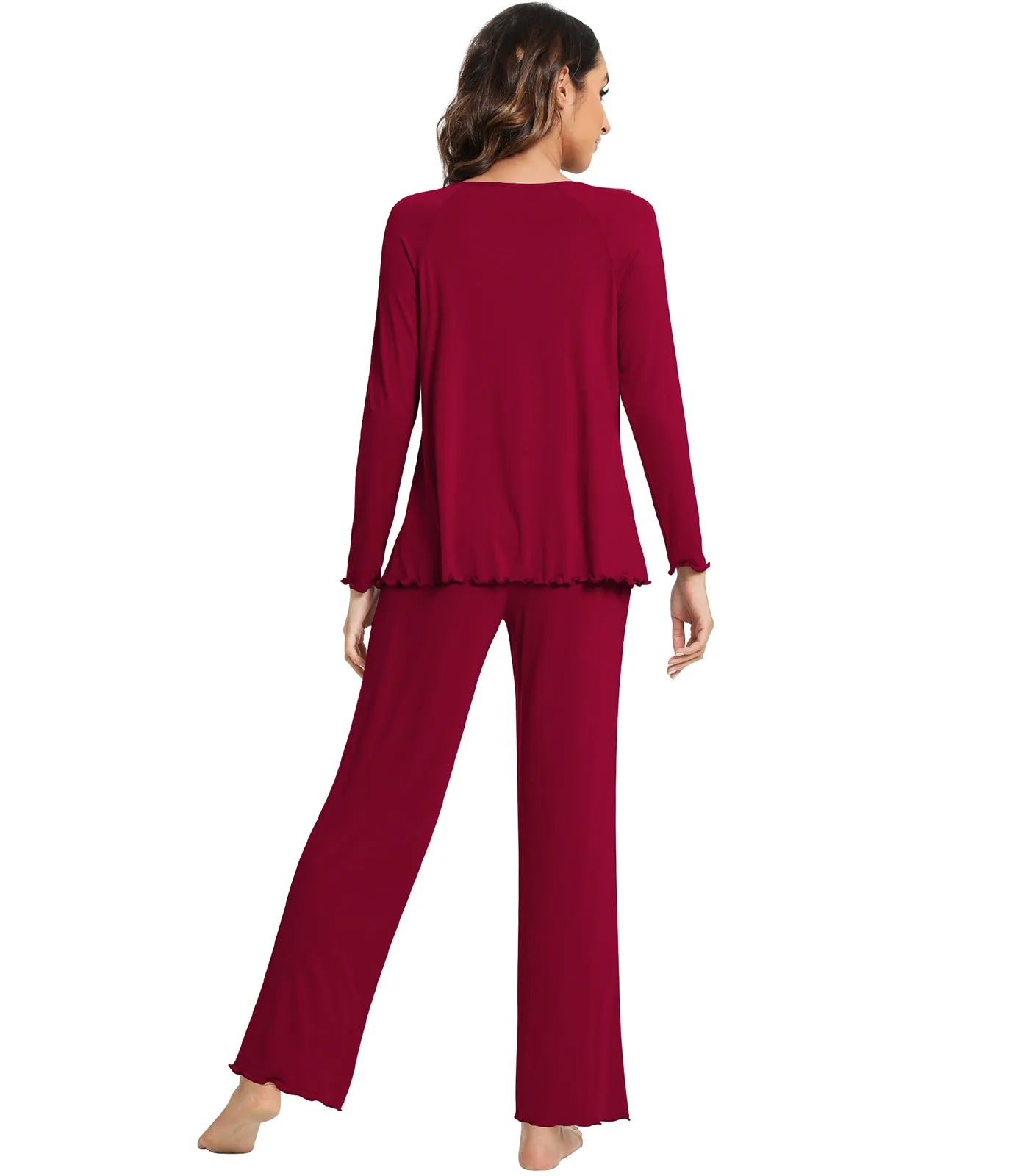 WiWi Womens Comfy Pajamas Set Long Sleeves Sleepwear