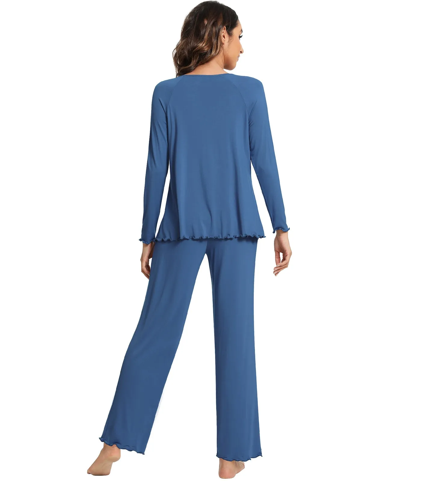 WiWi Womens Comfy Pajamas Set Long Sleeves Sleepwear