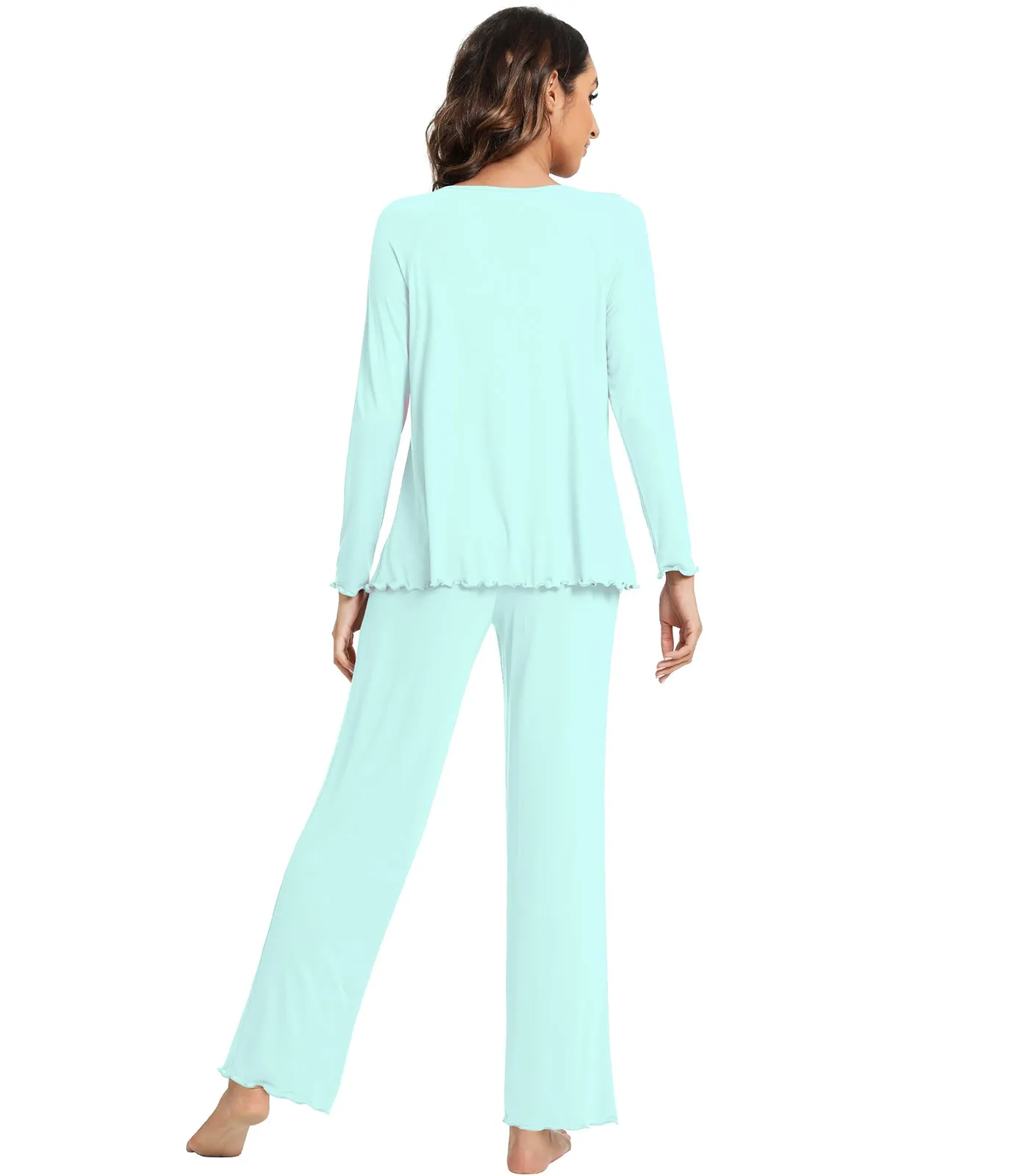 WiWi Womens Comfy Pajamas Set Long Sleeves Sleepwear