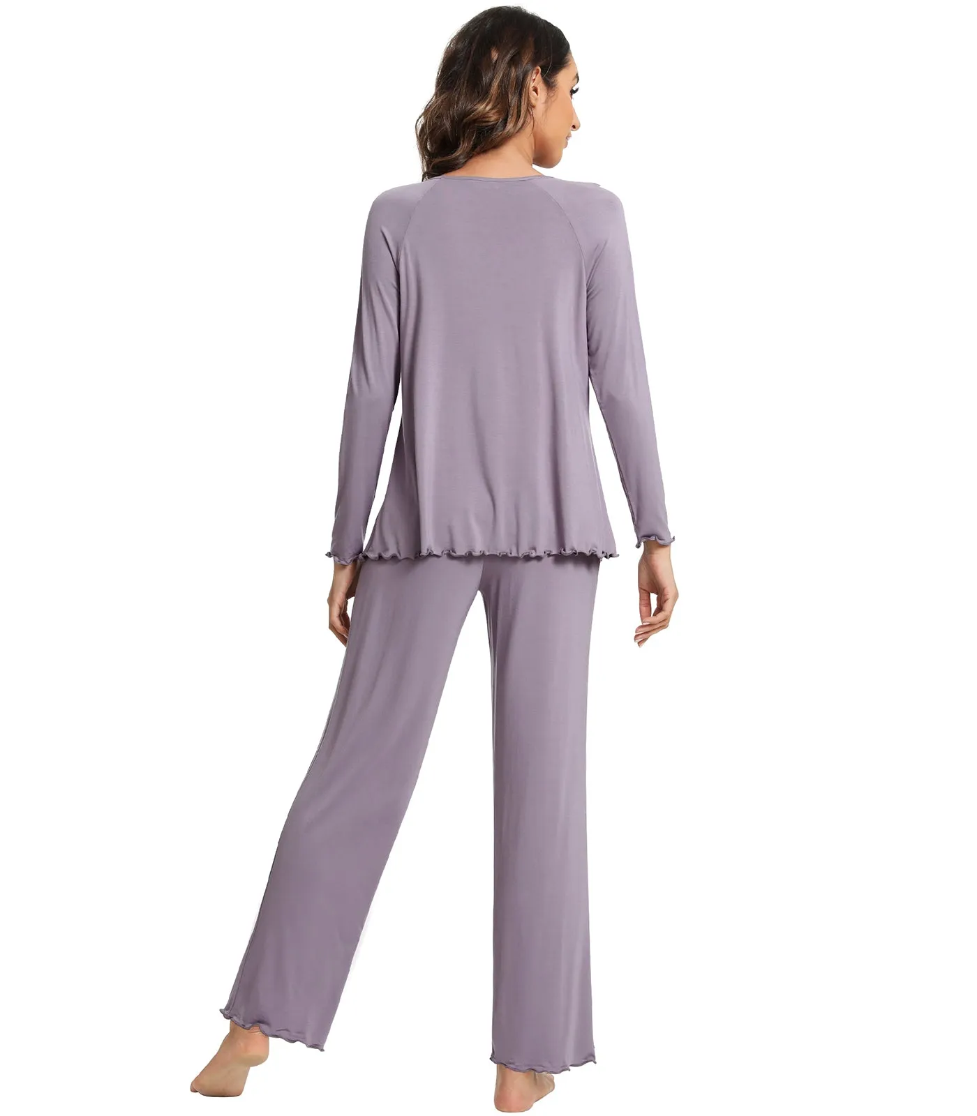 WiWi Womens Comfy Pajamas Set Long Sleeves Sleepwear