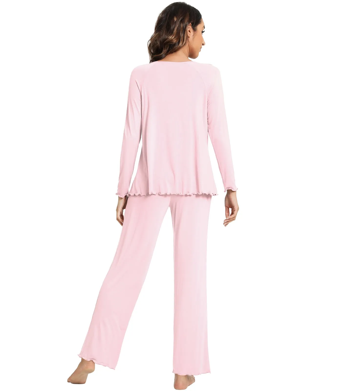 WiWi Womens Comfy Pajamas Set Long Sleeves Sleepwear