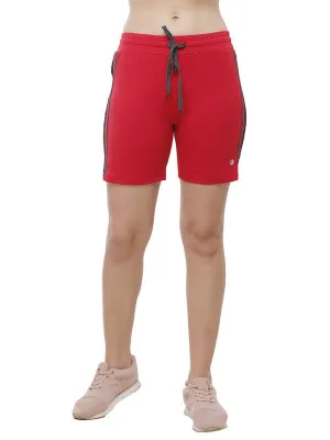 Women Red Solid Shorts DOJA SHORTS-Red
