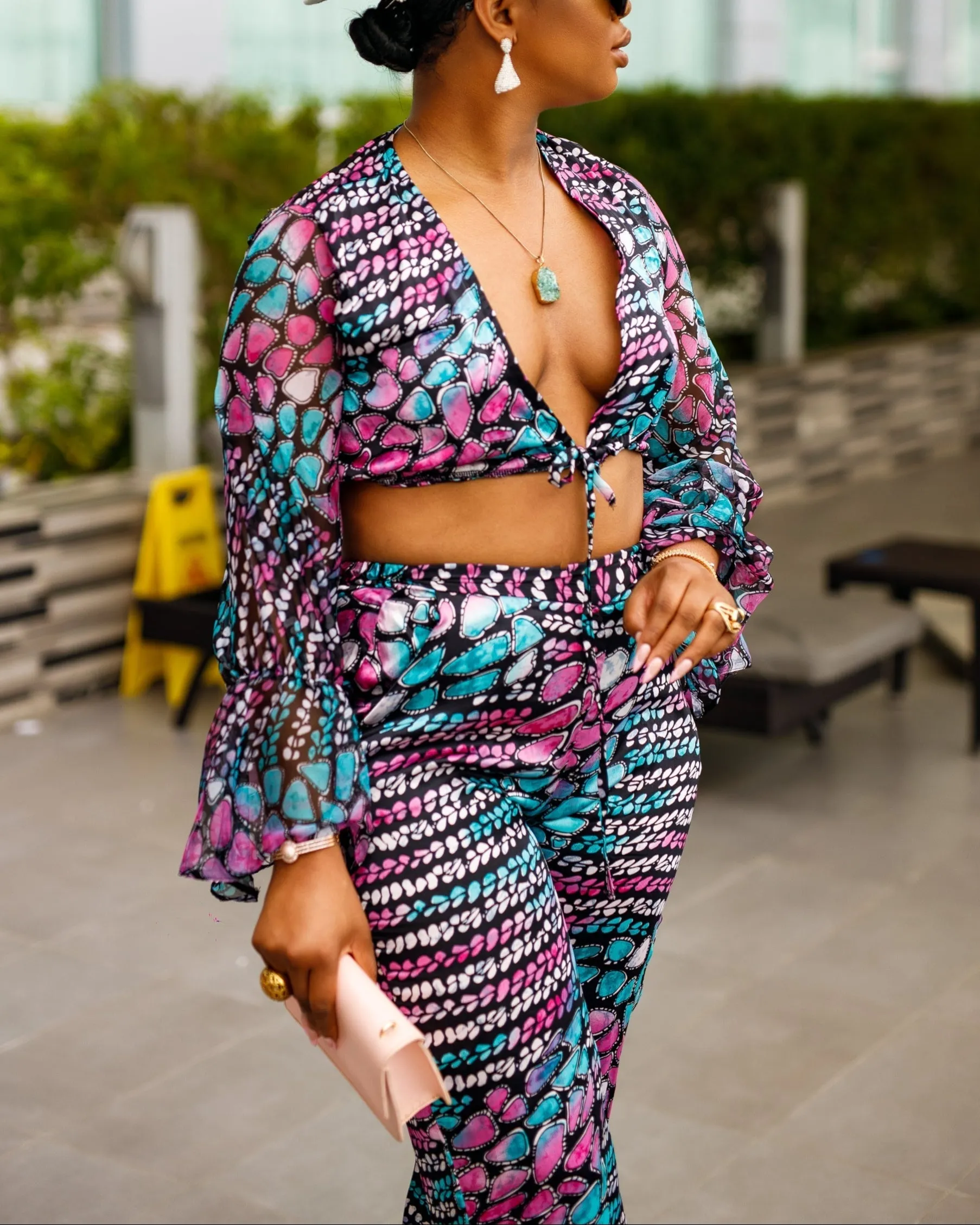 Women's Casual Print Pants and Top Two-Piece Set