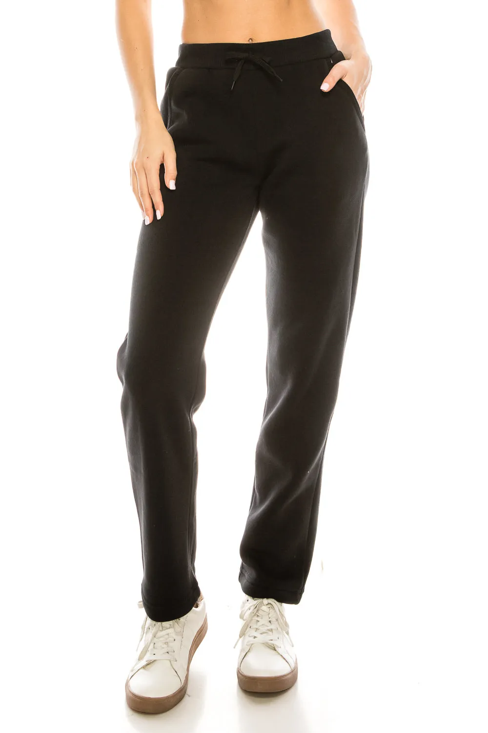 Women's Open Bottom Sweat Pants With Drawstring Waist