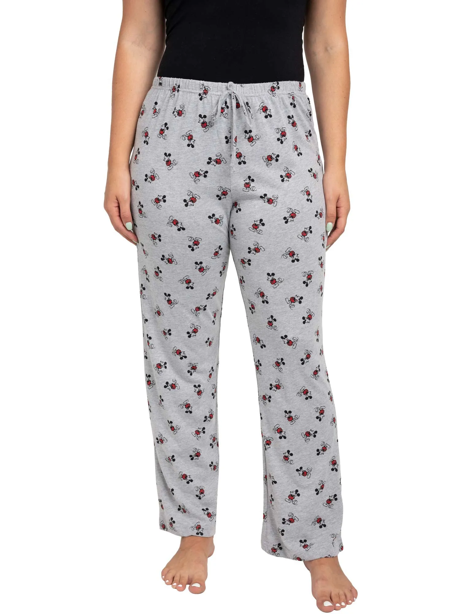 Women's Plus Mickey Mouse Pajama Pants Disney Lounge Wear All-Over Print Gray