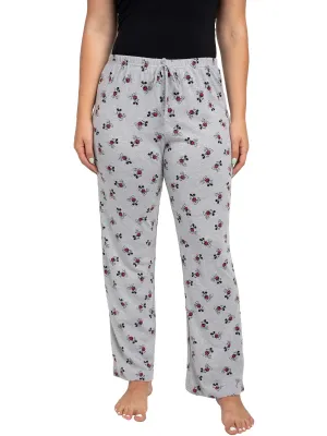 Women's Plus Mickey Mouse Pajama Pants Disney Lounge Wear All-Over Print Gray