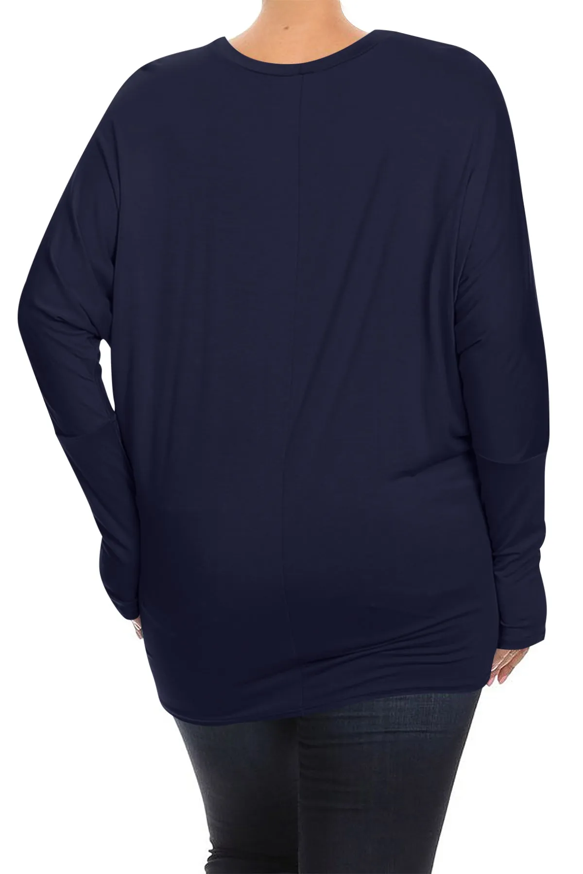Women's Plus Size Casual Dolman Sleeve Solid T-Shirt Top