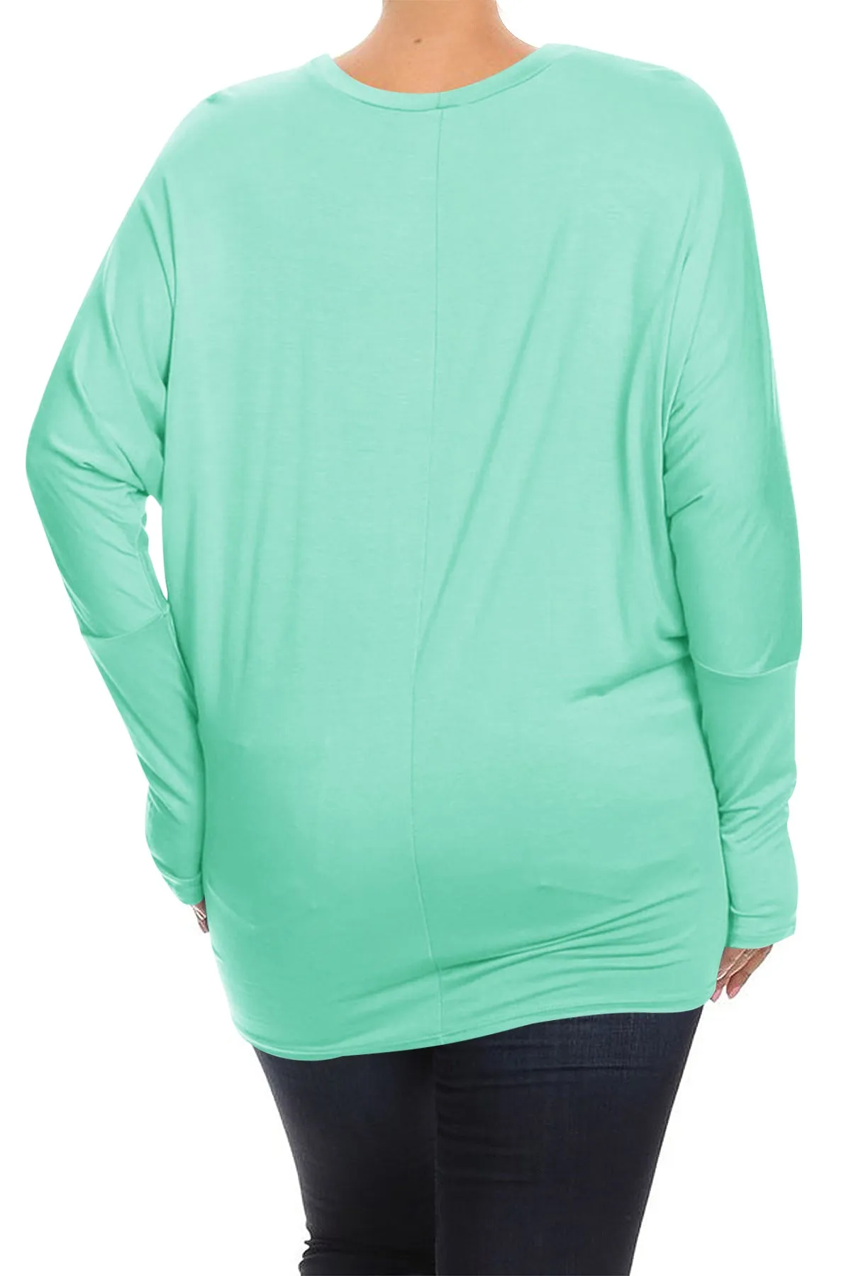 Women's Plus Size Casual Dolman Sleeve Solid T-Shirt Top