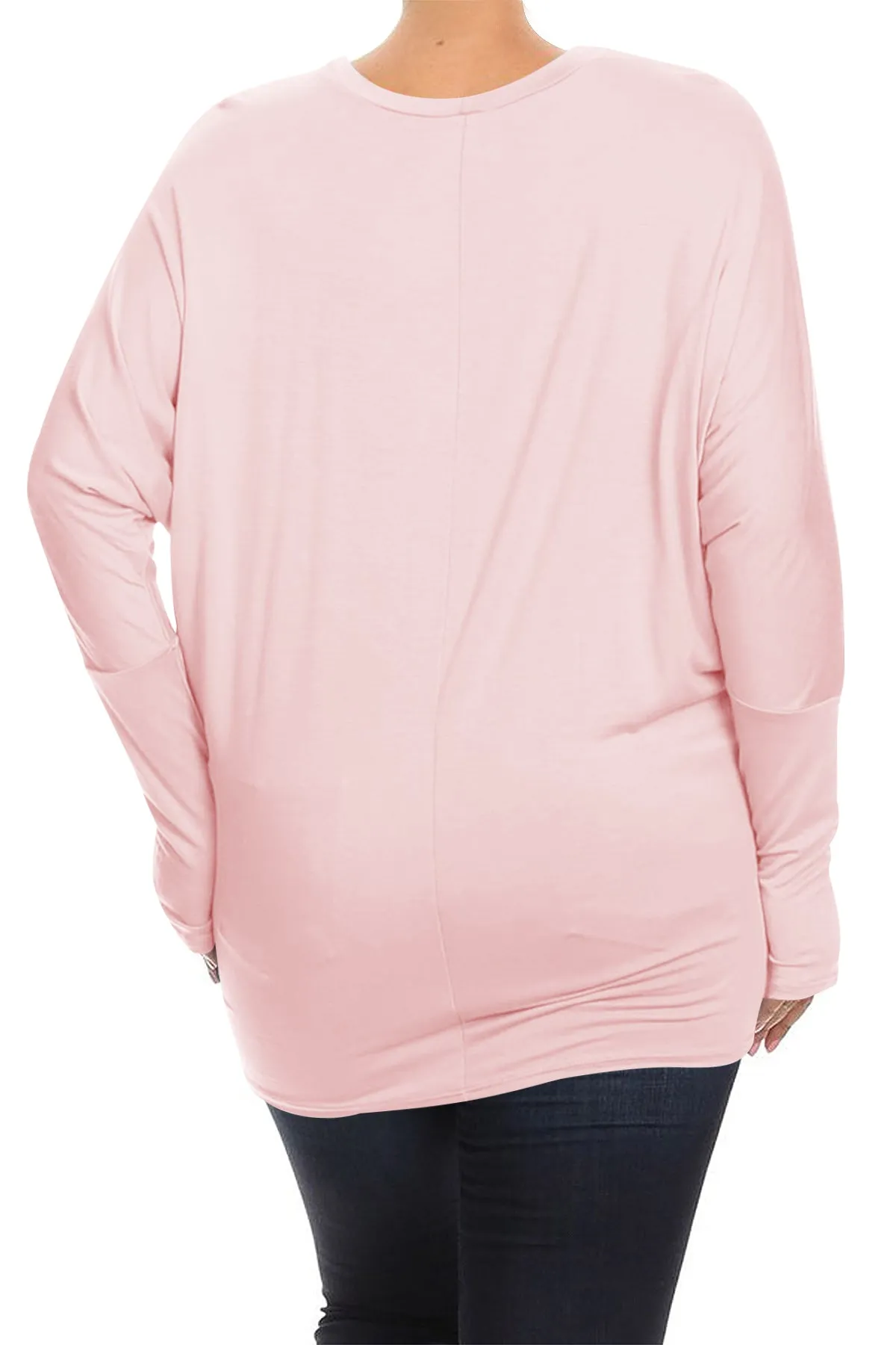 Women's Plus Size Casual Dolman Sleeve Solid T-Shirt Top