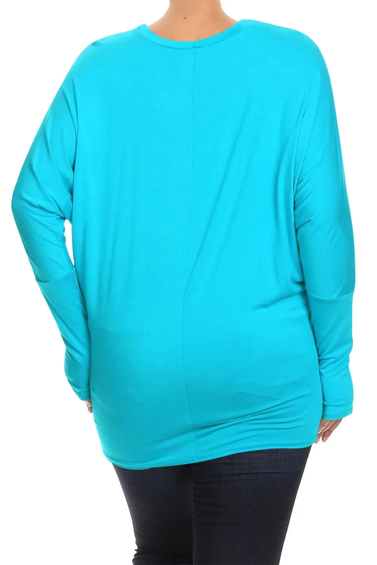 Women's Plus Size Casual Dolman Sleeve Solid T-Shirt Top
