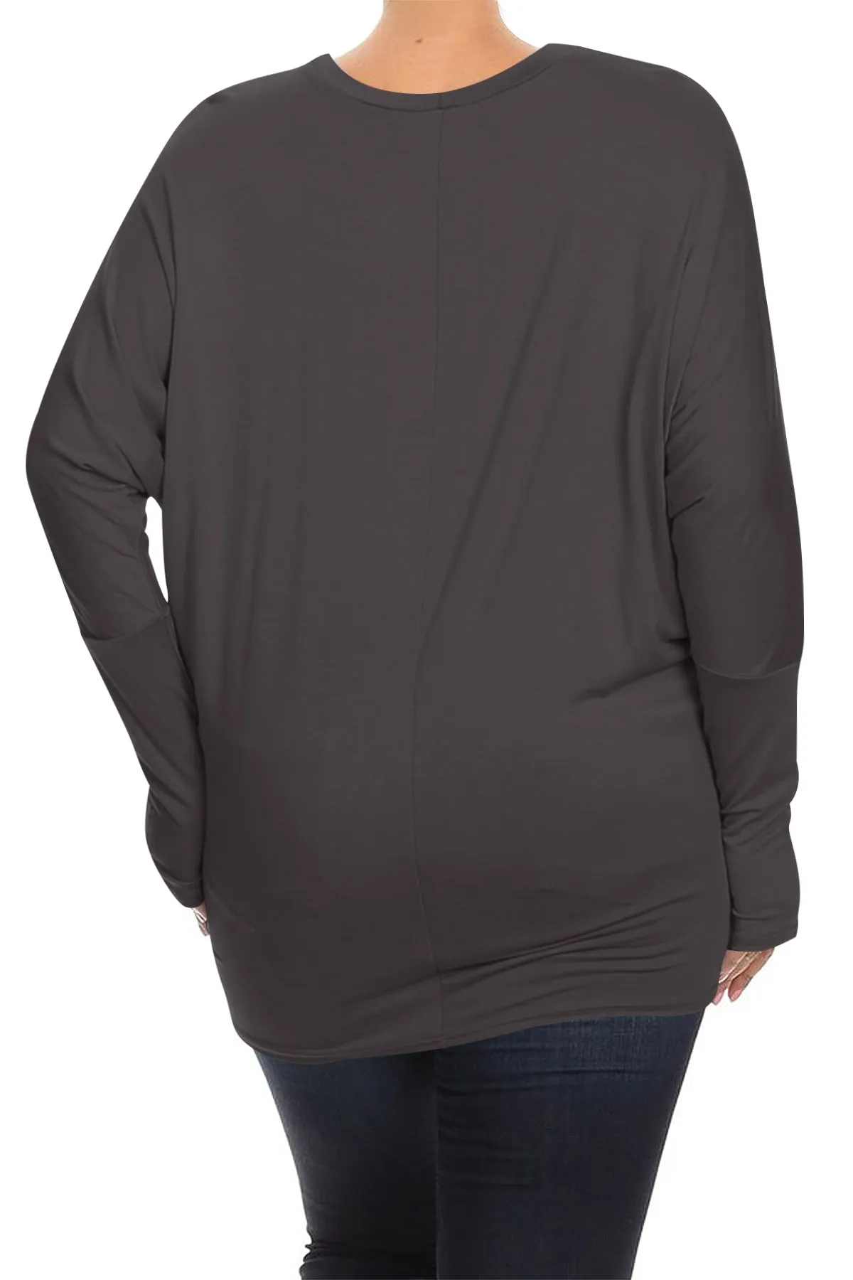 Women's Plus Size Casual Dolman Sleeve Solid T-Shirt Top