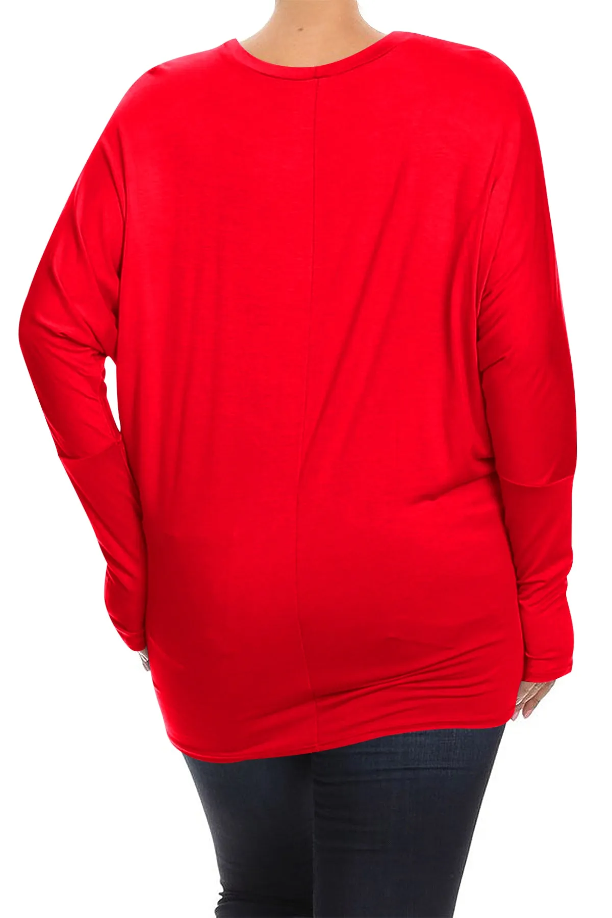 Women's Plus Size Casual Dolman Sleeve Solid T-Shirt Top