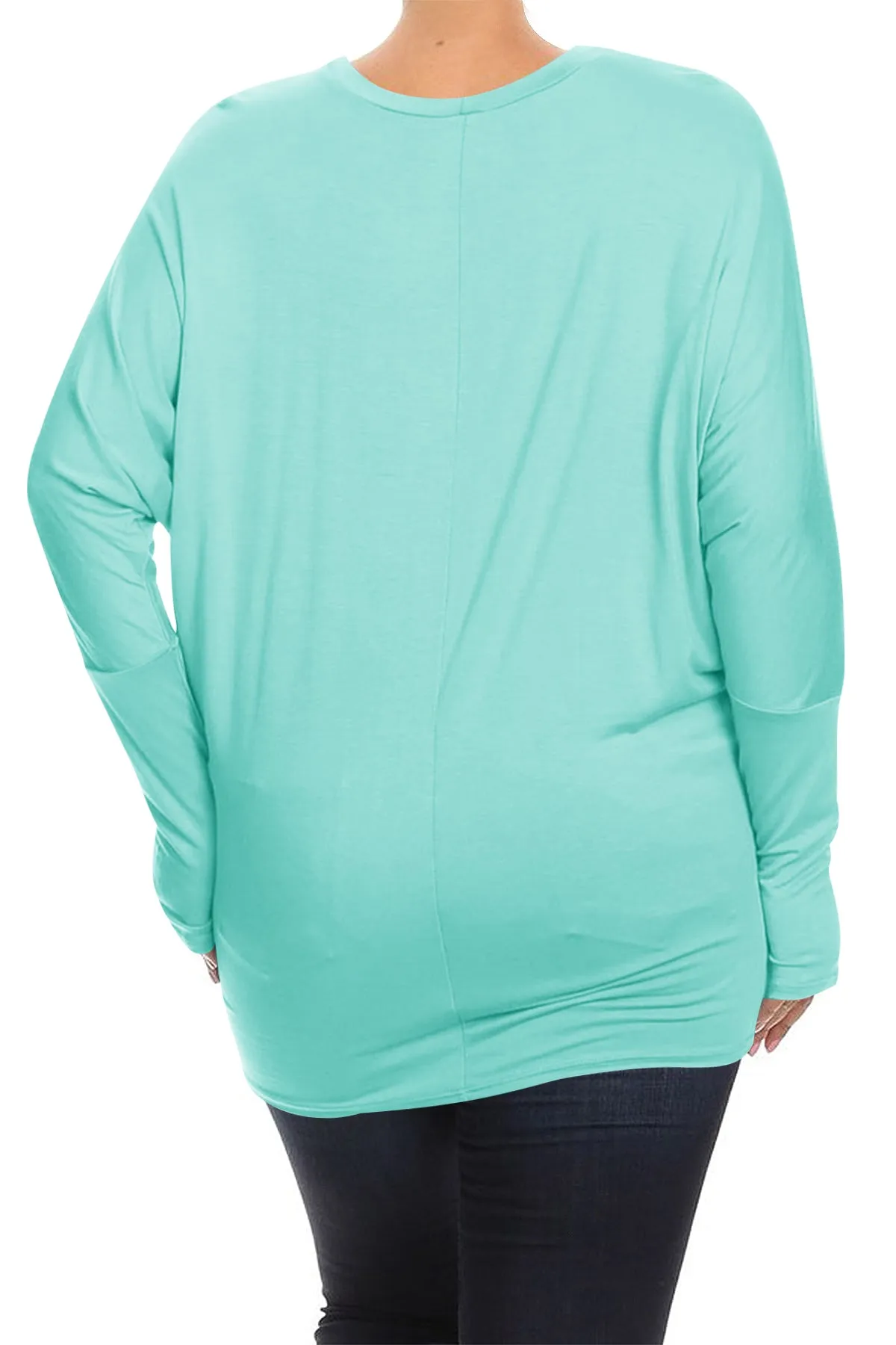 Women's Plus Size Casual Dolman Sleeve Solid T-Shirt Top