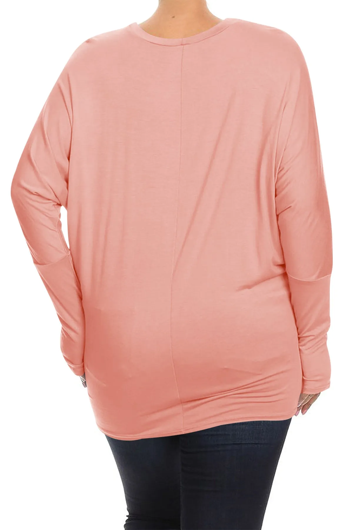 Women's Plus Size Casual Dolman Sleeve Solid T-Shirt Top