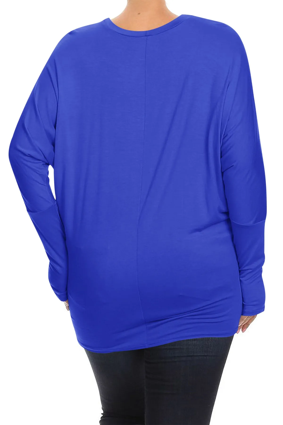 Women's Plus Size Casual Dolman Sleeve Solid T-Shirt Top
